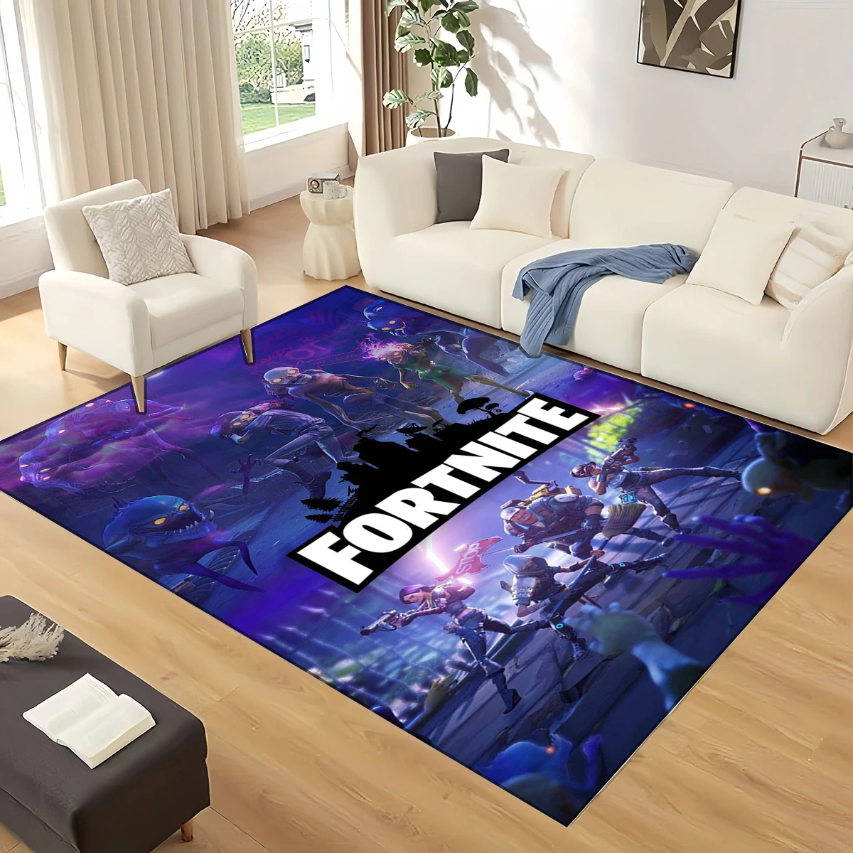 3D F-Fortnite Style Battle Royale Large Area Rug – Non-Slip Floor Mat for Game Room, Bedroom, Dorm, Man Cave & Gamer Gift