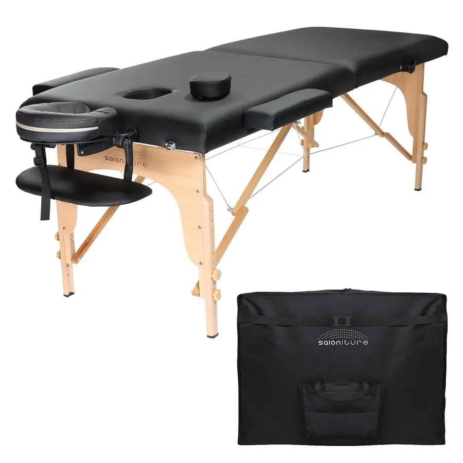 Professional Portable Folding Massage Table with Carrying Case Black