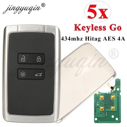 Jingyuqin 5 szt. Inteligentny zdalny kluczyk samochodowy 434mhz AES 4A pcf7953M dla Renault Megane 4 talizman Kadjar Espace 5 bezkluczykowy wpis 4 BTN