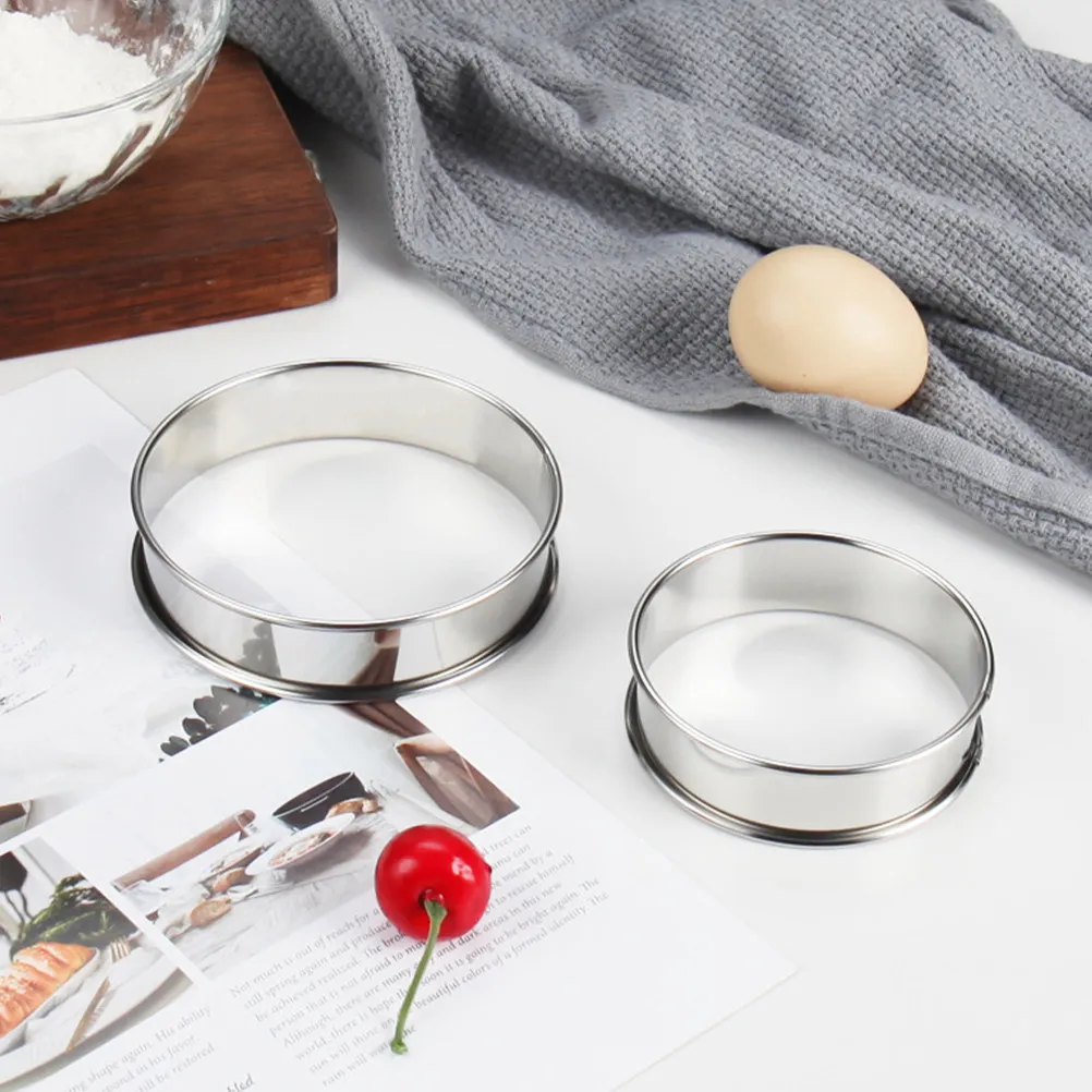 

4Pcs Stainless Steel Baking Ring Set Heavy Duty Muffin Rings No Deformation Oven Safe Crumpet Ring Kitchen Bakeware Tools