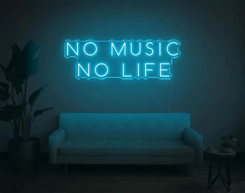 Custom Logo No Music No Life  3D Led Flex Transparent Acrylic Plexiglass Neon Sign Light Letter Board Party Background Decor