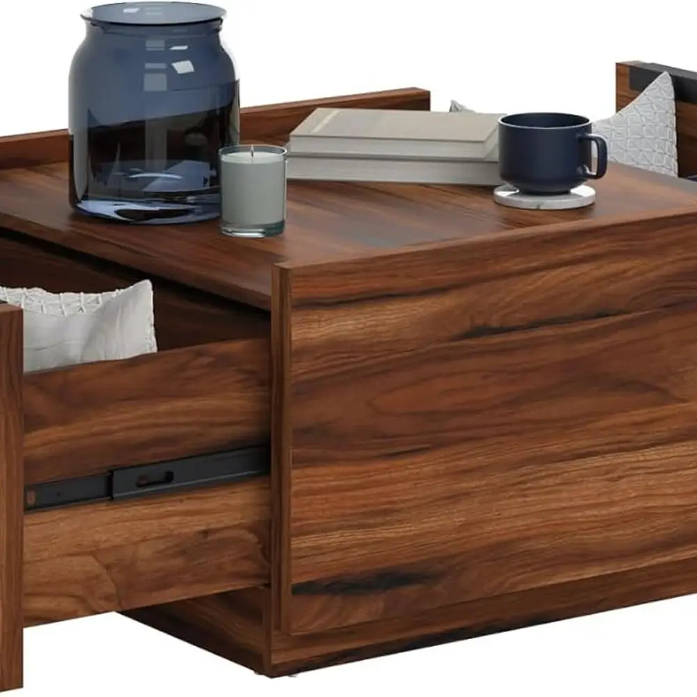 Gate Moderner quadratischer Couchtisch, Blaze Acacia Finish