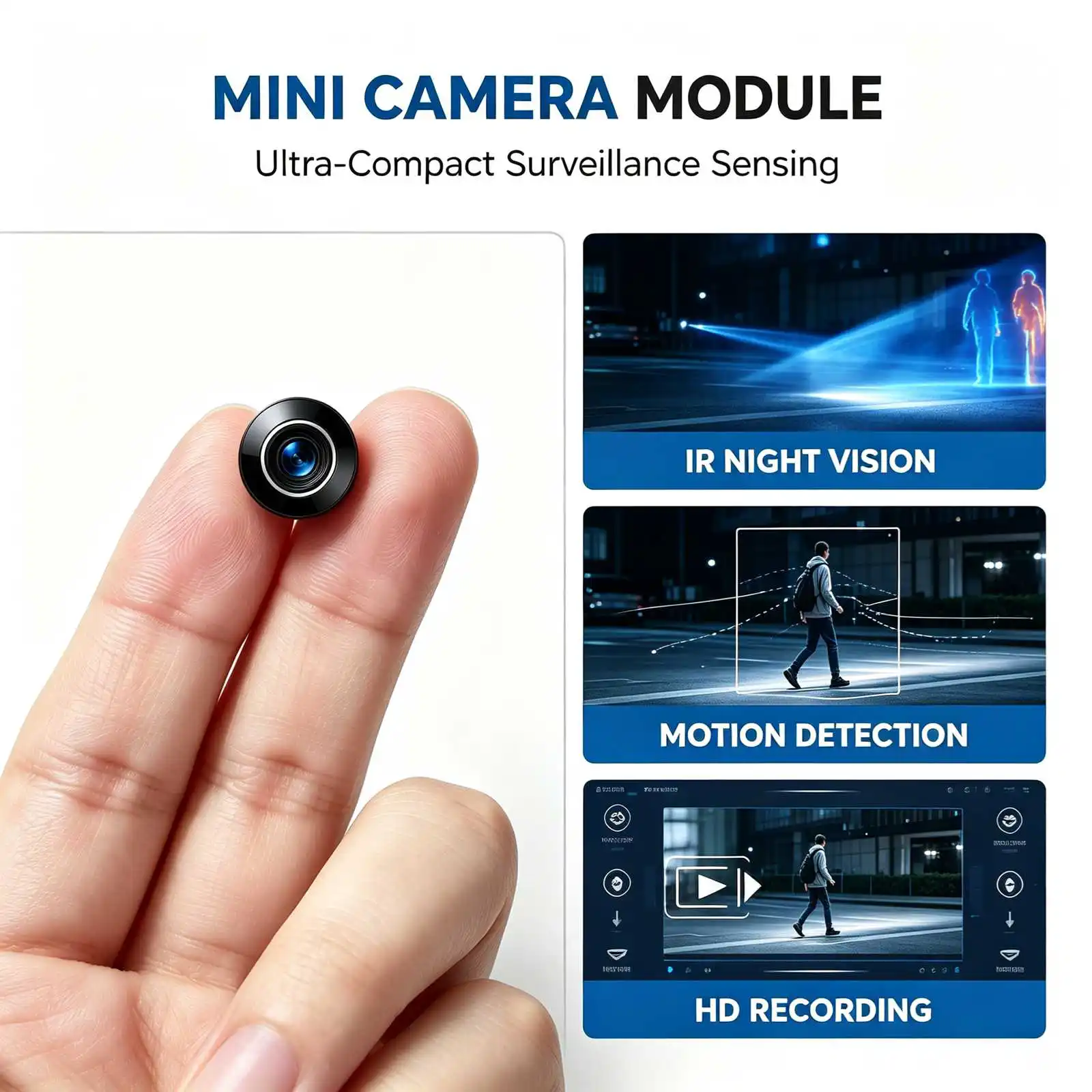 E6 Mini WiFi Security Camera, 4K Ultra HD tiny surveillance cam with infrared night vision, motion detection alert, loop recording. Compact portable design for home, office, car indoor monitoring. Real‑time phone remote view, easy setup