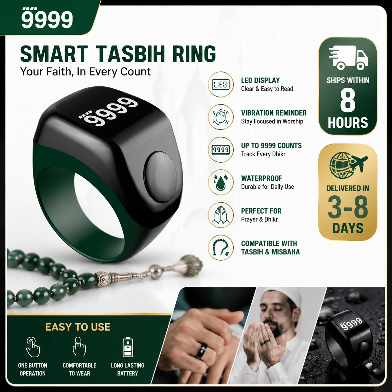 Counter Smart ring Portable Digital Display Counter Bluetooth Counting Ring Time Reminder Wearable Tasbih Zikr Ring New in SY15