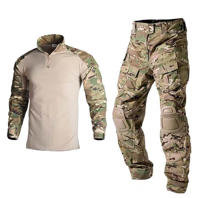 

Outdoor Airsoft Tactical Suit Paintball Uniform Men Clothing CP Hunting Combat Long Shirt and Cargo Pants Climbing Clothes