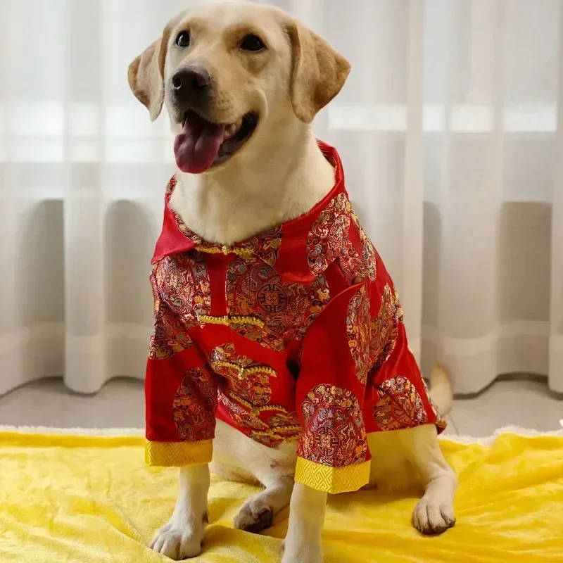 

Chinese New Year Dog Clothes Tang Suit Cheongsam Big Large Dog Clothing Corgi Smoyed Husky Labrador Golden Retriever Dog Costume