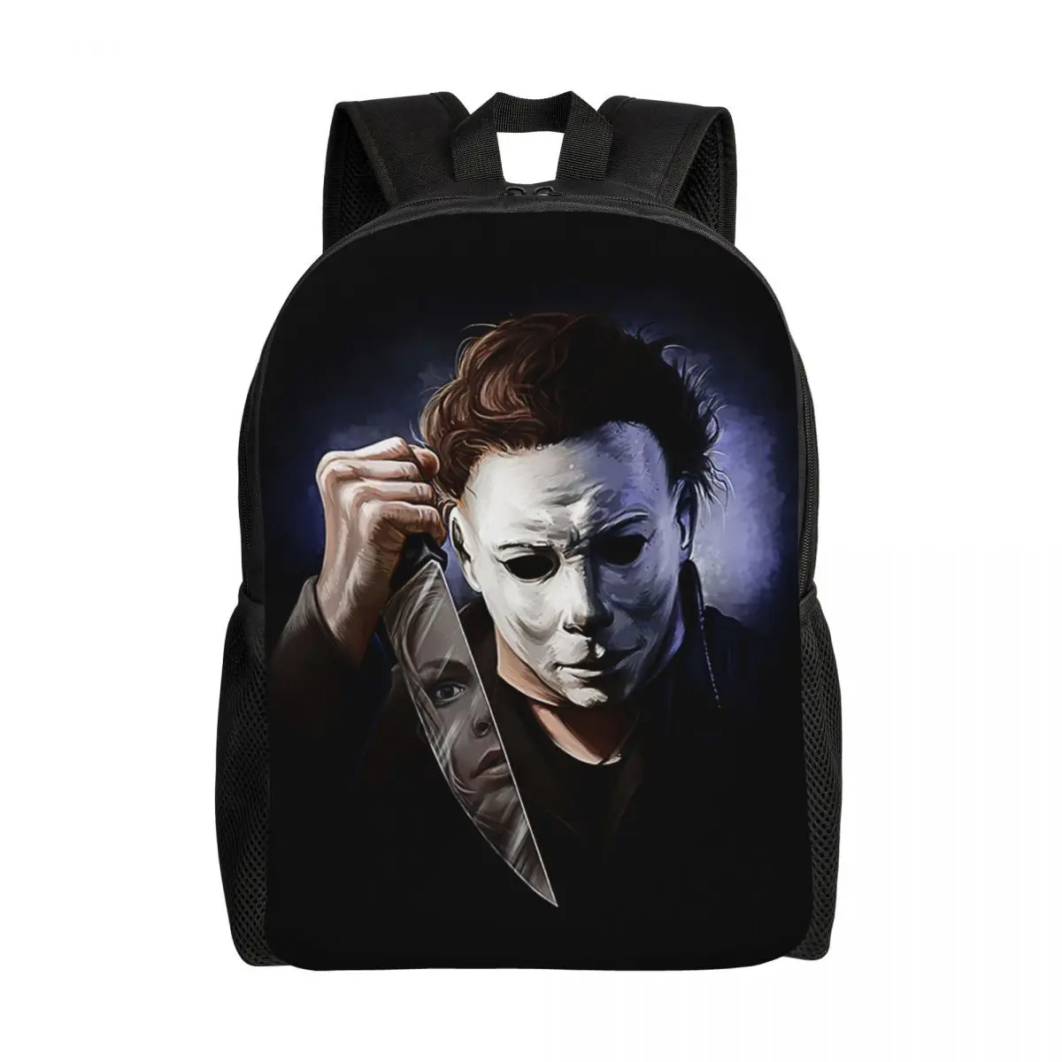 Custom Michael Myers Halloween Killer Travel Backpack School Computer Bookbag Horror Movie College Student Daypack Bags