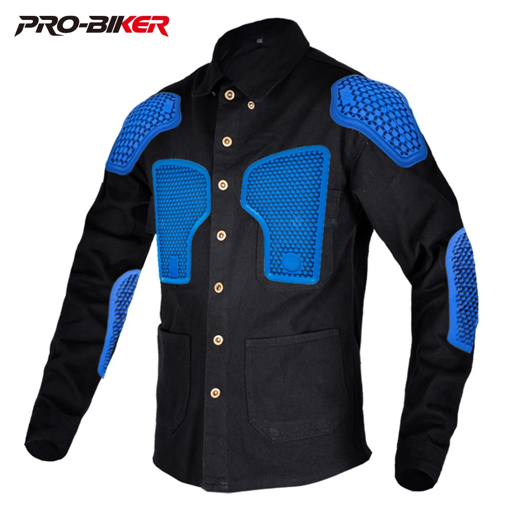 

7pcs CE Protector Motorcycle Shirt Casual Retro Motocross Shirt Windproof Anti Fall Motorcycles Riding Jacket Protective Equip