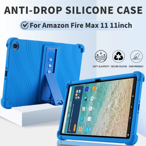 For For Amazon Fire Max 11 Case 2023 11" Kickstand Coat Shockproof Cover Tablet Case Soft Silicon Stand Protective Shell
