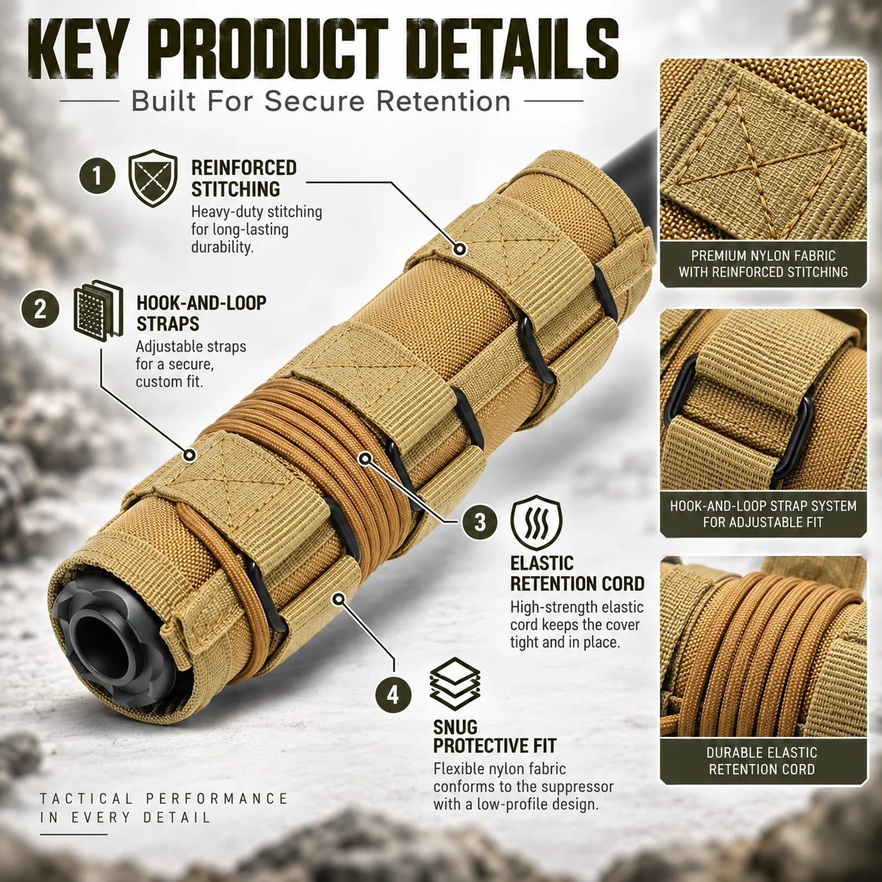 Heat Resistant Nylon Suppressor Cover Adjustable Sleeve Wrap 4/5/6/7/9 Inch for Airsoft Outdoor Training Barrel Gear Accessory view 6