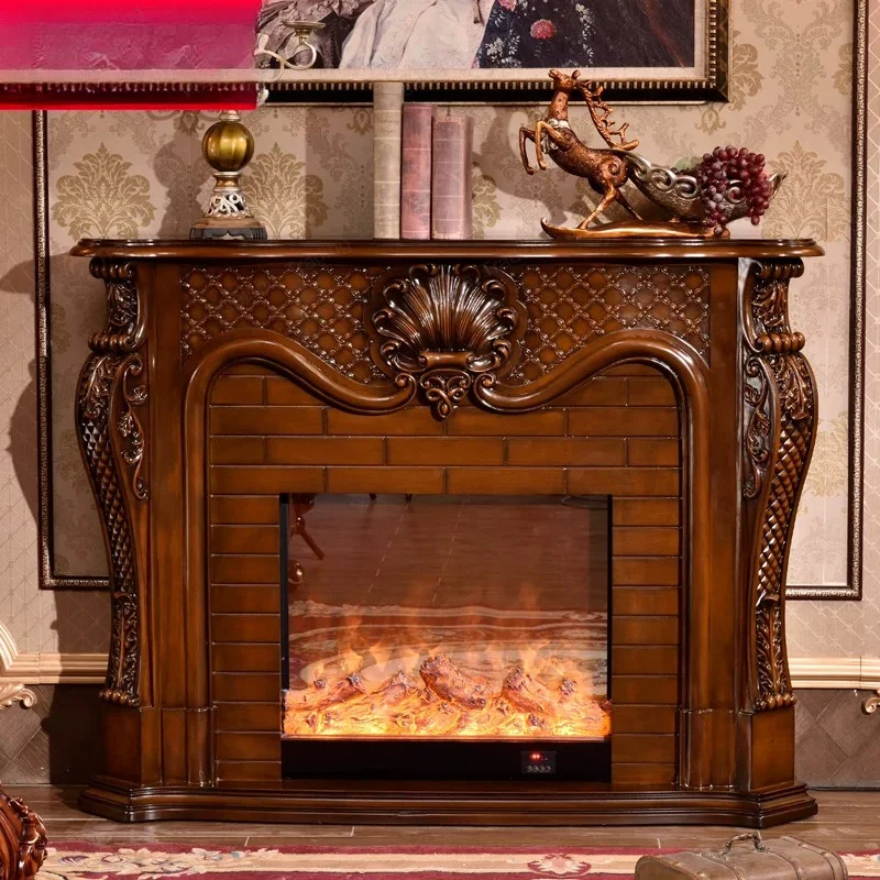 

Fireplace decorative cabinet American villa household mantel carved decorative heating fireplace core