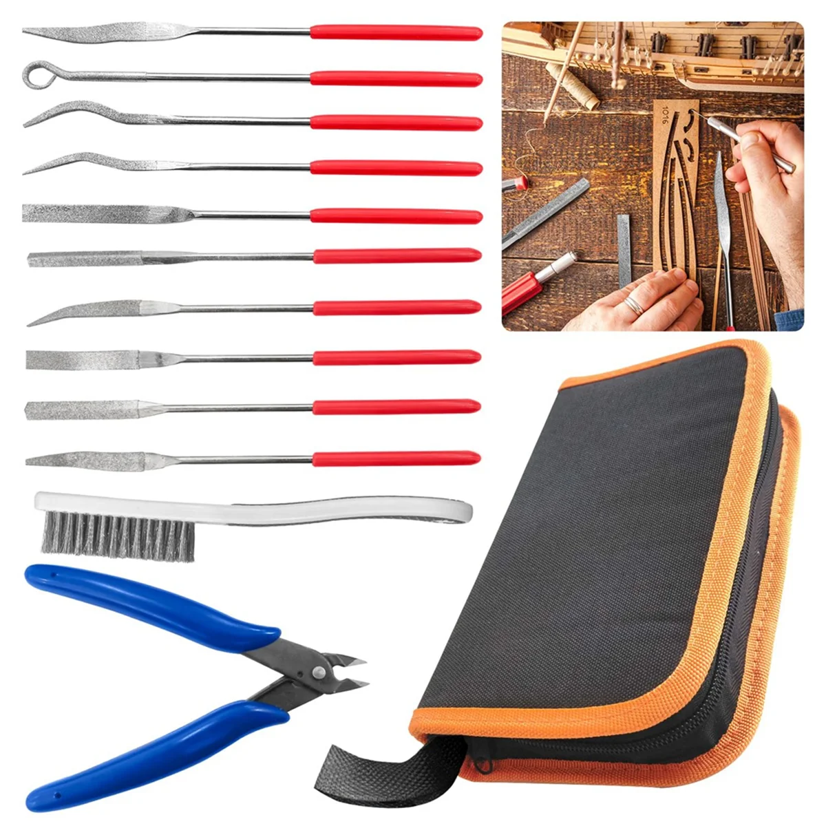 AT59 Mini Diamond File Assorted Set 10-Piece 3x140mm Needle File Set Precision Tools for Jewelry,Woodworking,DIY