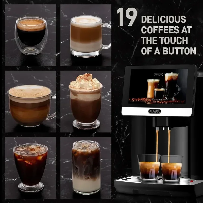 Coffee Espresso Machine - Durable Espresso Machine With Grinder - 19 Coffee Recipes