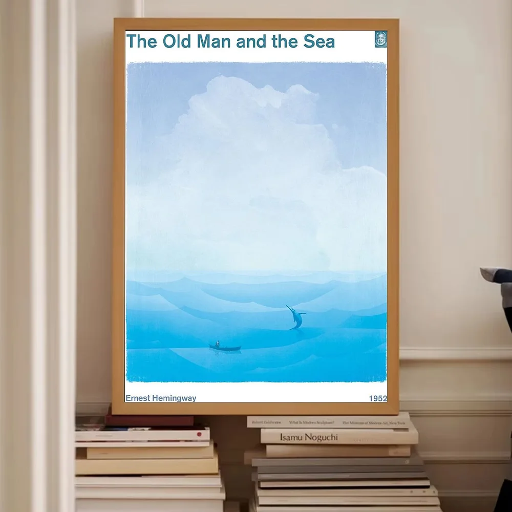 خمر همنغواي قماش الفن الرجل العجوز والبحر جدار ديكور الأدبي المشارك المحيط المشهد اللوحة هدية #2