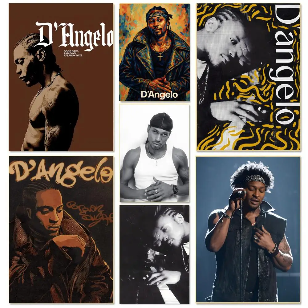 D'Angelo Singer R&B Soul Music Poster Self-adhesive Advanced Aesthetic Printing Paper Wall Art for Living Room Home Decor