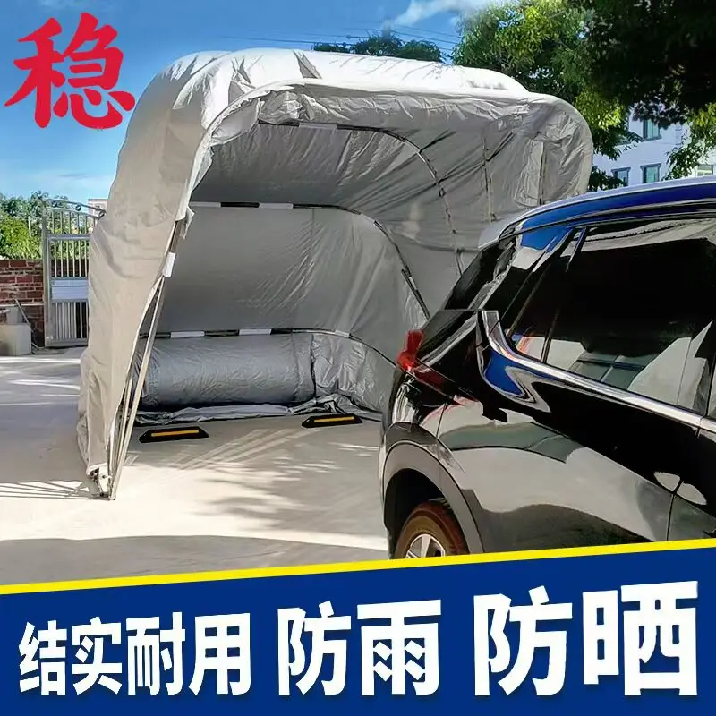 Automatic mobile carport, folding garage, parking space, rain and sun protection outside the shed, tarpaulin, car parking shed