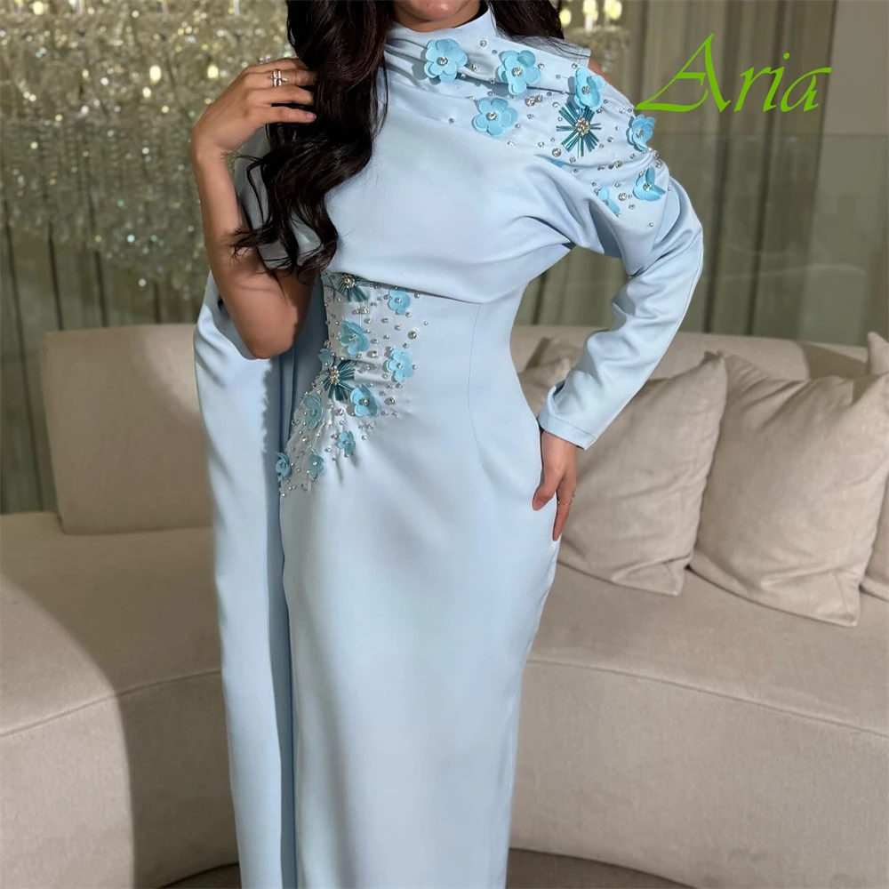 Abito da sera personalizzato con maniche lunghe girocollo squisito Abiti da ballo in raso di alta qualità Abiti da festa da sposa con temperamento