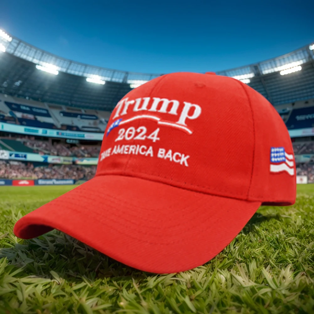 Red White 2024 MAGA Donald Trump Hat 58-62cm Take America Back Slogan Adjustable 3D Embroidered American USA Flag Baseball Cap