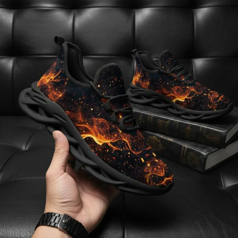 

Men Shoes Fire Pattern Sneakers Running Sports Shoes Women Christmas Shoes Walking Man Athletic Training Shoes Women's Sneakers