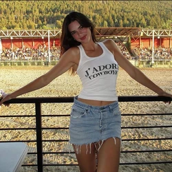 American sports suspender tank top for summer spicy girls with pure desire, sleeveless tight fitting and slimming top