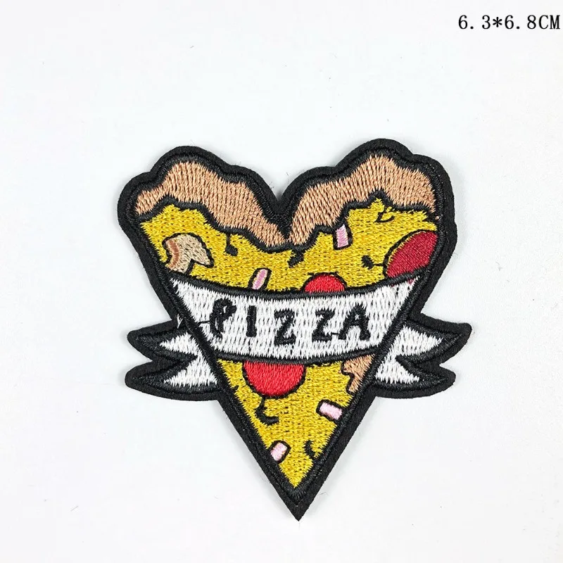 Adhesivo de tela de comida de dibujos animados, queso, Pizza, café, té de la leche, adhesivo de Soda, accesorios de ropa de moda bordados