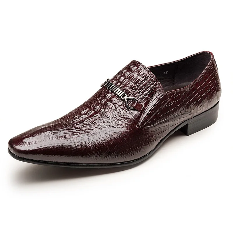 Klasyczne męskie wsuwane buty skórzana sukienka luksusowa moda biurowa Casual Business męskie buty wizytowe wzorek z aligatorem męskie mokasyny