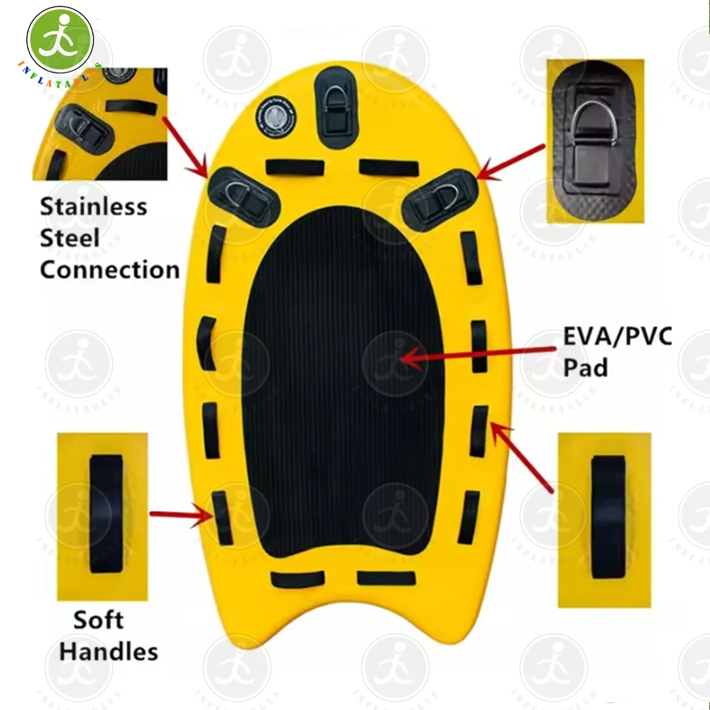 Winter Clearance! Inflatable Jet Ski Rescue Sled, Portable Floating Mat, Kickboard with Handle for Training, Emergency, Professi