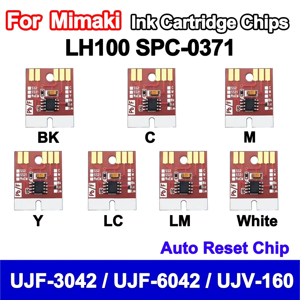 7 Colors Mimaki LH100 SPC-0371 SPC 0371 Ink Cartridge Auto Reset Chip for Mimaki UJF-3042 UJF-6042 UJV-160 Permanent Chip