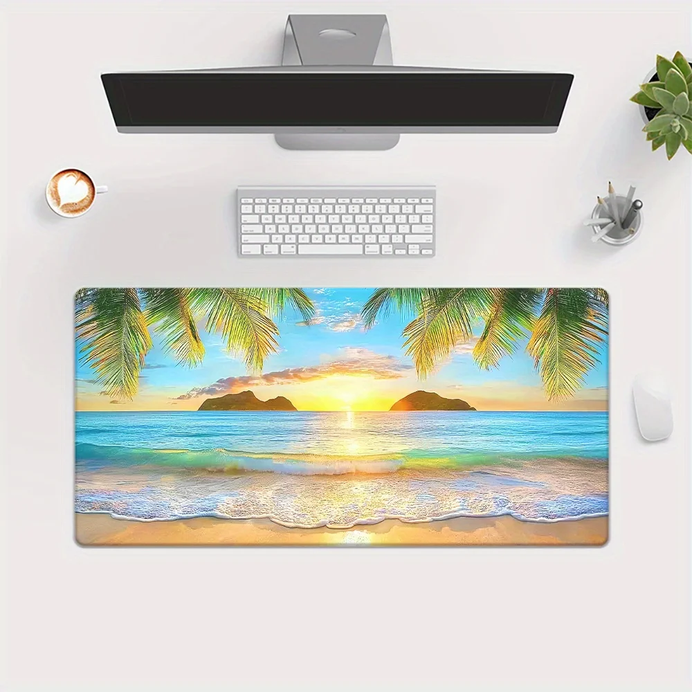 Tropical Beach Sunset Large Mouse Pad Non-Slip Rubber Desk Mat for Gaming Office