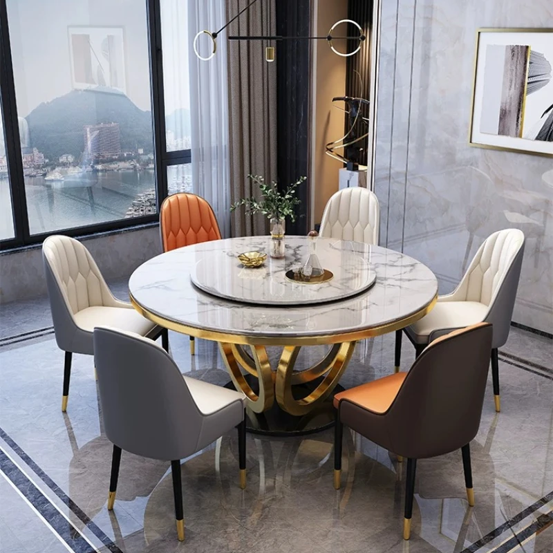 Gold Legs Dining Tables Rotating Unique Party Modern Design Kitchen Tables Round Italian Nordic Mesas De Comedor Furniture Home