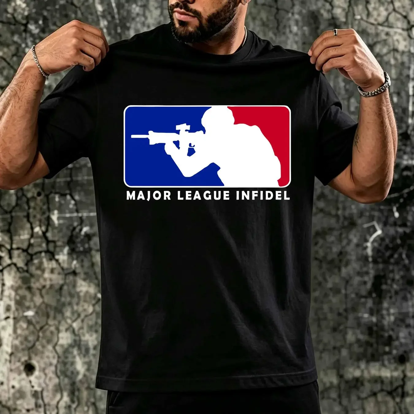 washed T Shirt New MLI Major League Infidel Shooting Guns Firearms Logo Men's USA S 5XL long or short sleeves vintage Washed