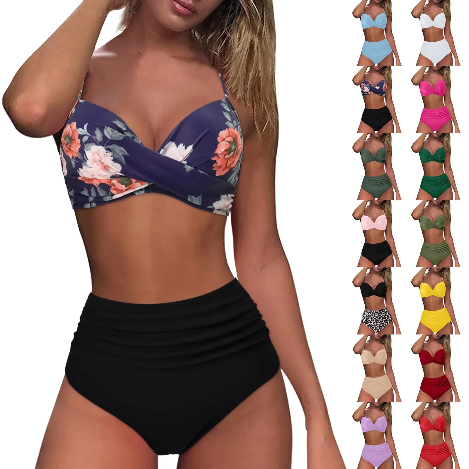 Zestaw Damski 2025 Nowy Zielony Krótki Top Tankini Strój Kąpielowy Letni Brazylijskie Bikini Strój Pływacki Traje