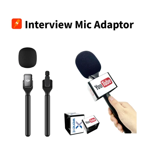 Imagen 2 del producto NUNAVO Adaptador de micrófono para entrevista, adaptador de micrófono de mano, mango de micrófono, clip para zapata fría, mini clip para DJI MIC 2/Boya Link/MOMA Lark