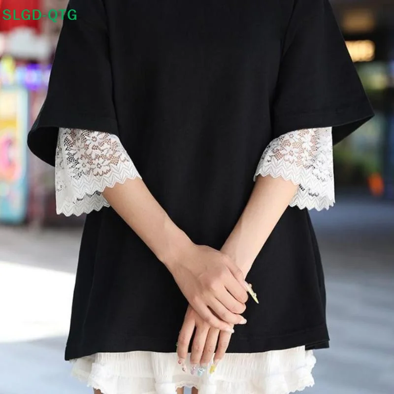 Hot! Soft Lace Sleeves Elastic Wrist Breathable Decorative Cuffs Solid Color Mesh Bell Sleeves For Casual Outfits