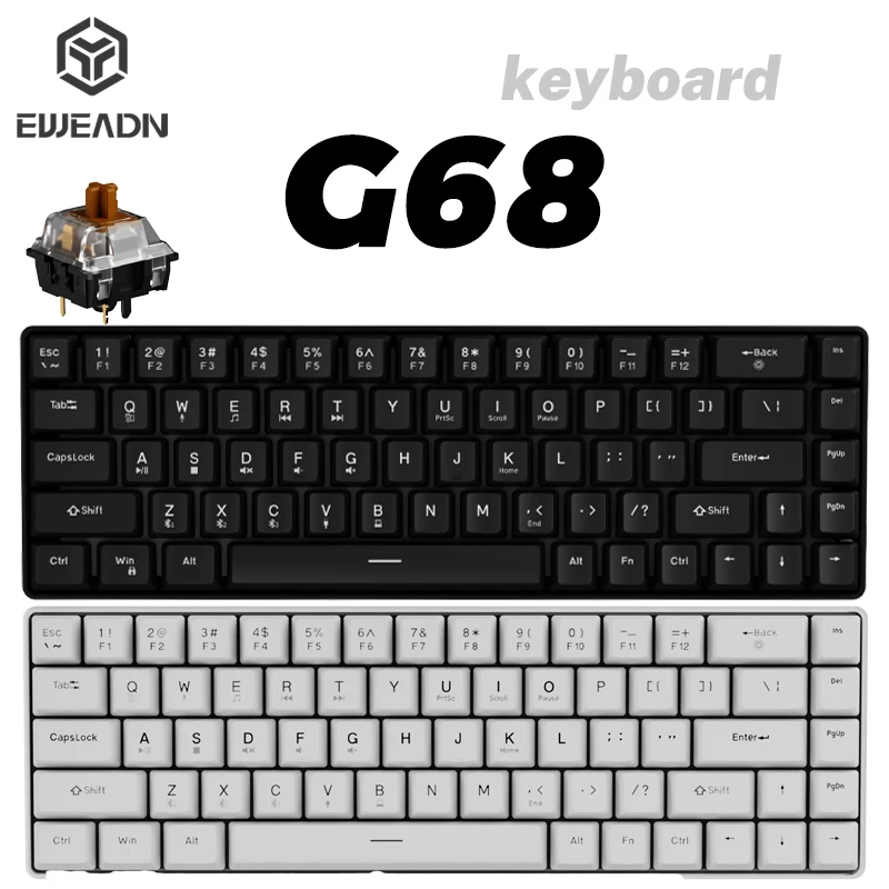 

EWEADN G68 Keyboard Mechanical Gaming Three Model Keyboard 2.4G/BT5.0/USB-C RGB Red axis For PC/MAC/Laptop FPS/CS：GO
