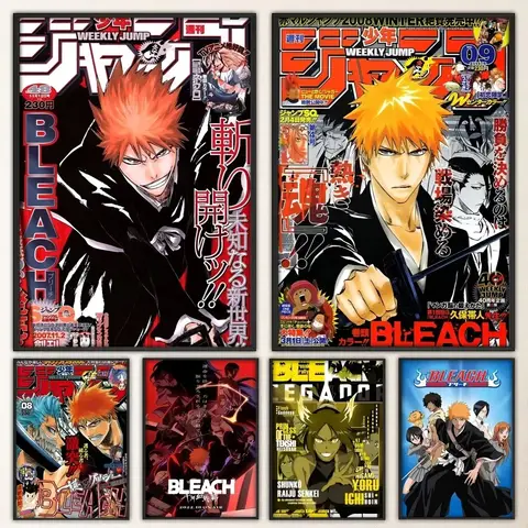 Póster de Anime Bleach, pegatina de pared elegante para sala de estar, Bar, pintura decorativa Vintage media