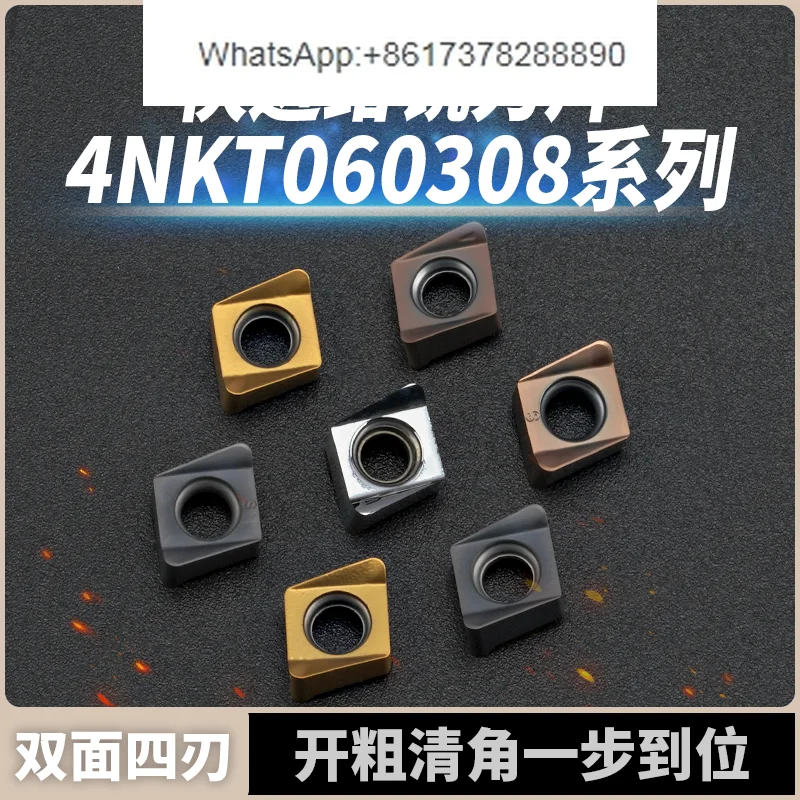 10pcs  Double-sided fast-forward milling insert 4NKT060308 Teguk right-angle  replaces 1135 steel stainless steel aluminum