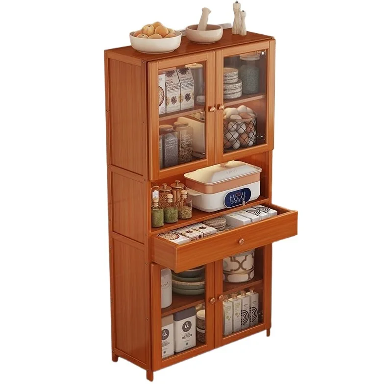 خزانة بوفيه مع مساحة تخزين، خزانة جانبية للمطبخ الحديث مع باب زجاجي للدرج، خزانة بار القهوة الخشبية مع قابلة للتعديل #5