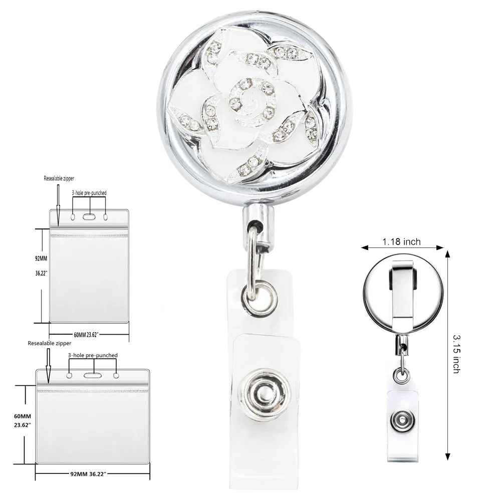 Nurse Badge Name Plate Door Id Holder Heavy Duty Retractable Reel Belt Clip Steel Cord Metal Case Release Hook