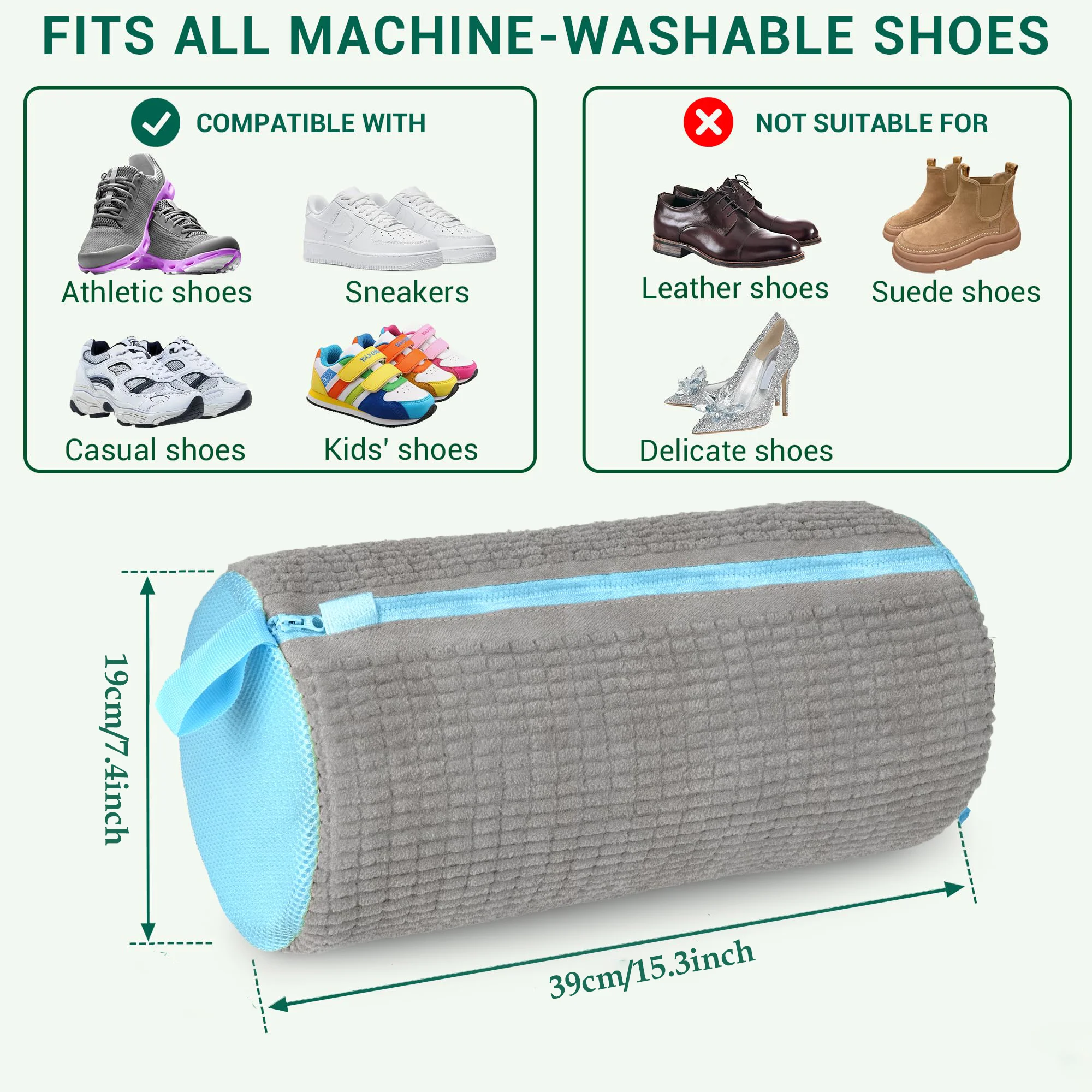 Reusable Shoes Washing Bag for Washer and Dryer With Invisible Zipper for All Shoes Sizes And Types,Shoes Washing Machine Bag