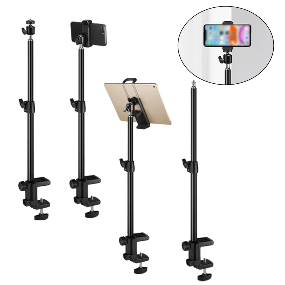 For Live Streaming Camera Clamp Stand Phone Holder Stand 360-degree Rotation Heavy-duty Aluminum Alloy Scratch-resistant Pad