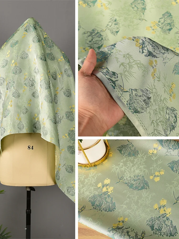 

Парчовая жаккардовая ткань, желтая, зеленая, Drapesoft Song, парчовый топ, жилет, ткань для шитья одежды, оптовая продажа, ткань, метр, материал «сделай сам»