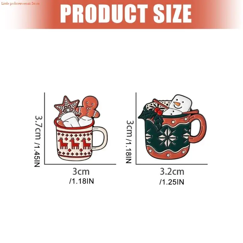 F92D عيد الميلاد ثلج الأيائل المينا دبوس بروش كأس احتفالي تصميم سبيكة مجوهرات هدية لعطلة الشتاء اكسسوارات الحفلات #6