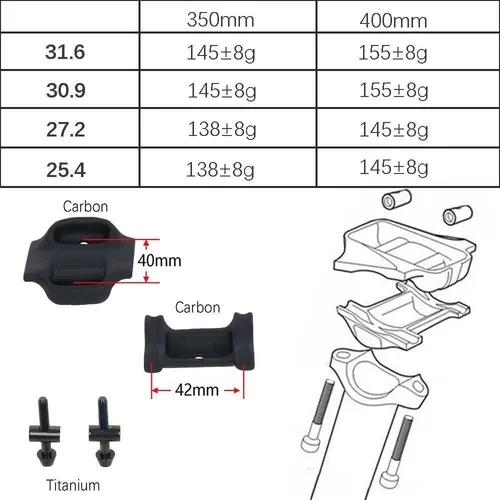 Imagen 2 del producto Elitaone tija de sillín de bicicleta de carbono ligera 25,4/27,2/30,9/31,6mm tija de sillín de bicicleta de carretera y MTB mate unidireccional con Titaniu
