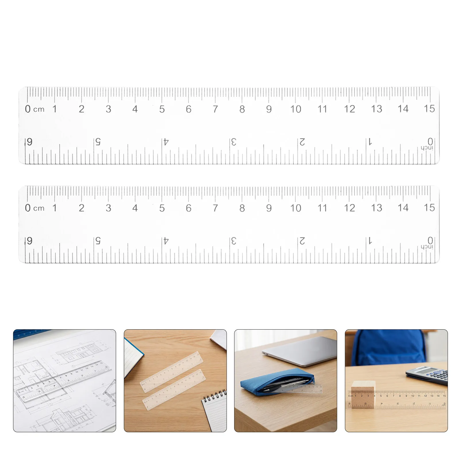 50pcs Plastic Dual Side Measuring Ruler 6 Inch Machinist Ruler Precision Scale Ruler With Inch/Metric Markings Straight Ruler