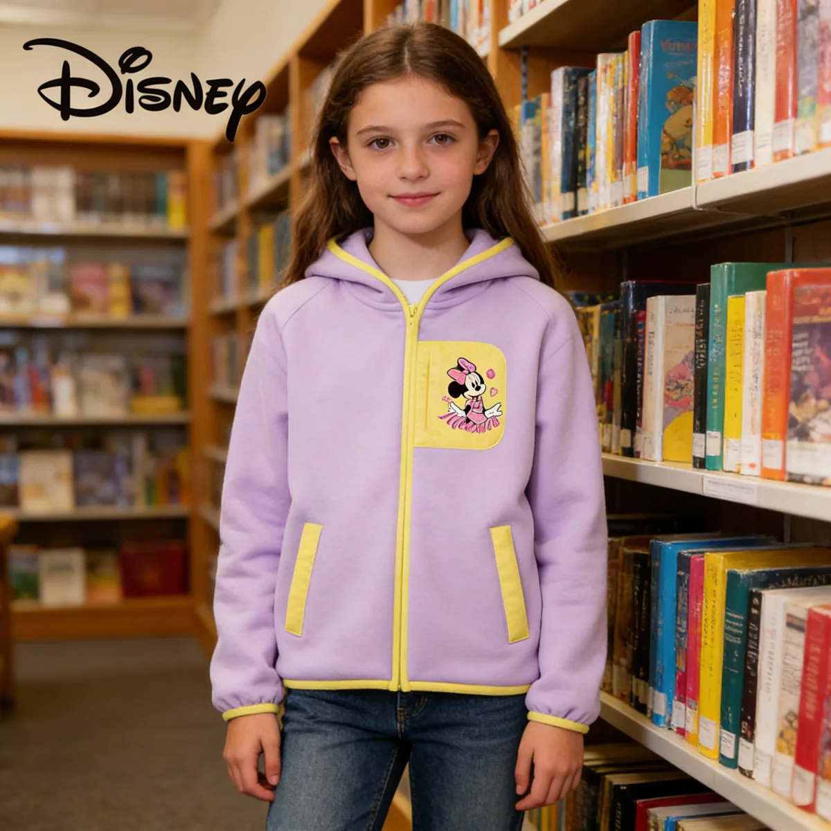 

Ветрозащитная куртка с капюшоном на плюшевой подкладке для девочек Disney, детская осенне-весенняя утепленная морозостойкая верхняя одежда, удобная куртка