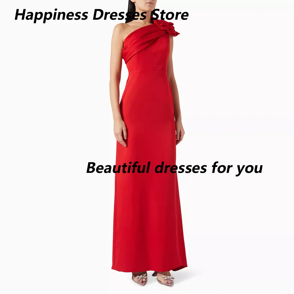 

Red Prom Dresses Maxi Bow One Shoulder Flower Jersey Formal Gowns for Women Sleeveless 2025 Evening Gown Customized