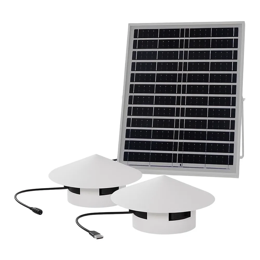 Roof Mounted Solar For Exhaust Fan for Attic Bathroom Greenhouse Ventilation Compatible with 110mm PVC Pipe ABS White