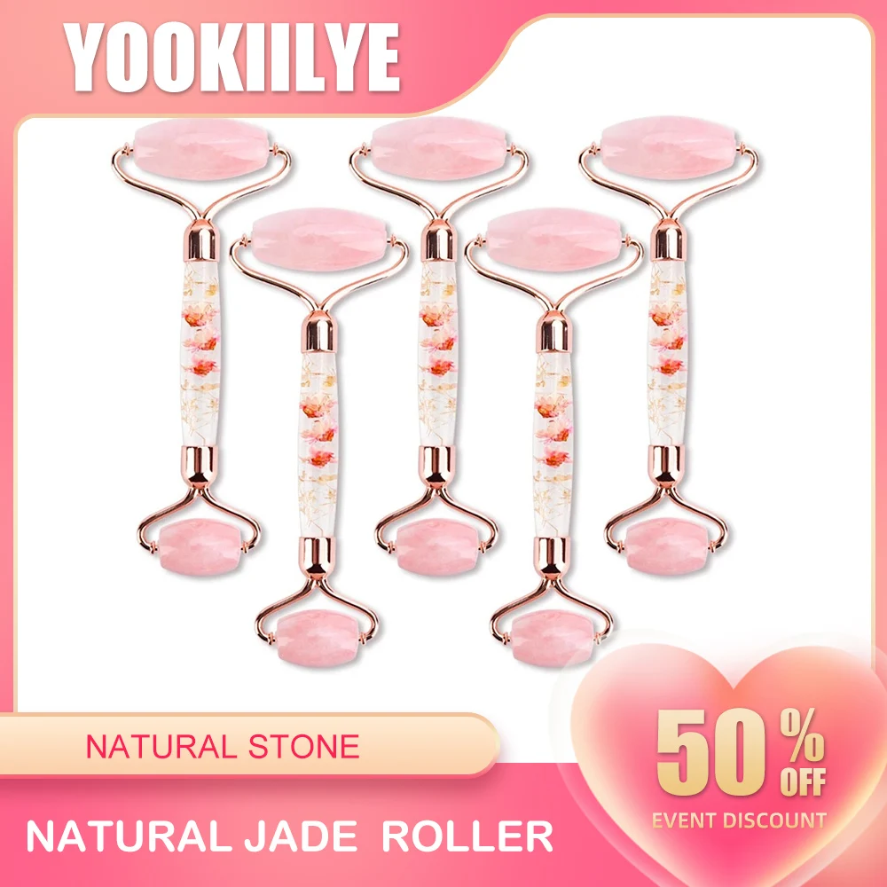 3/5pcs Rose Quartz Petal Roller Slimming Face Massager Lifting Jade Facial Massage Roller Anti-wrinkle Skin Care for Women Gift