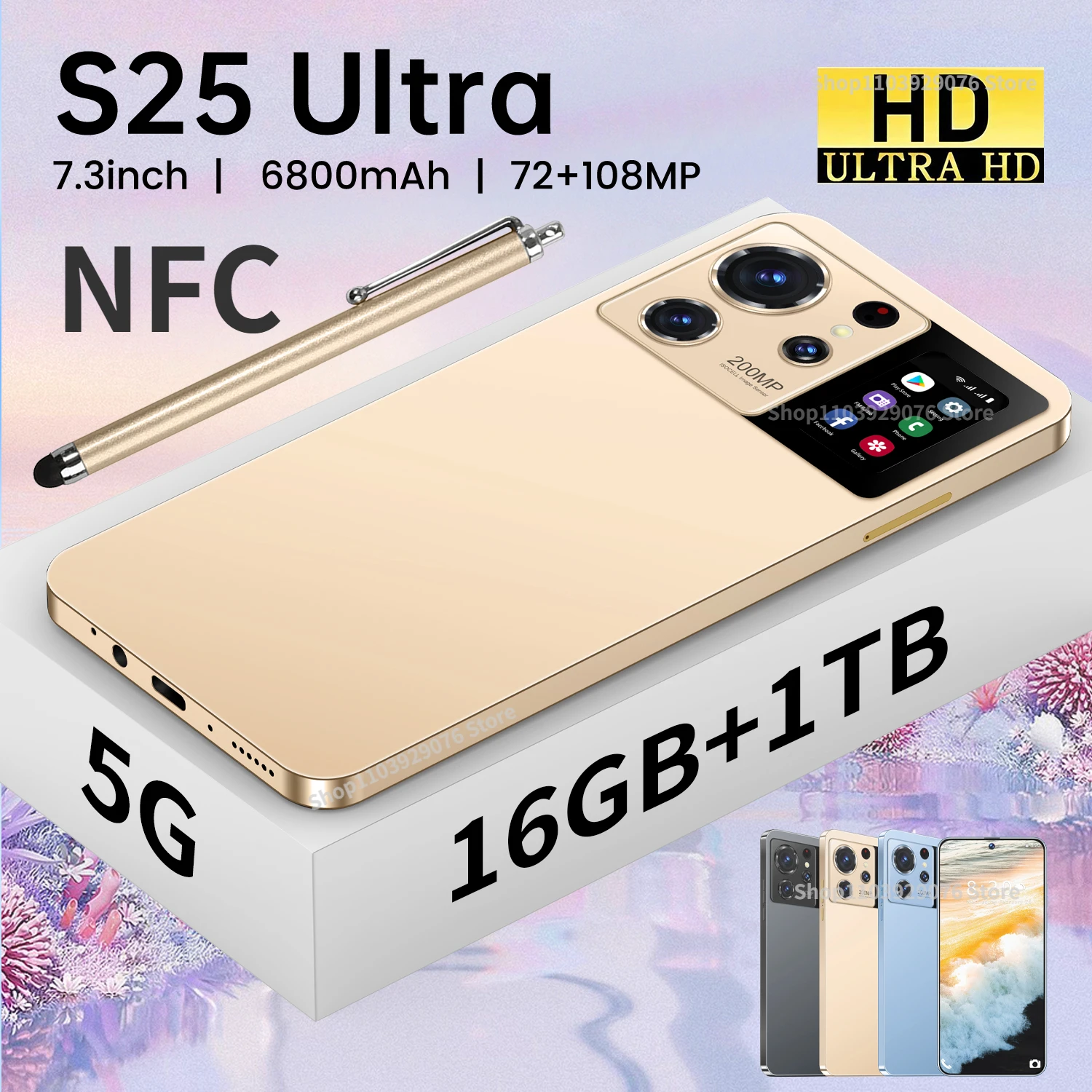 

2024 NEW S25 Ultra Smartphone 7.3 HD Screen 16G+1T 6800mAh Android13 Celulare 5G Dual Sim Face Unlocked Original Mobile Phone